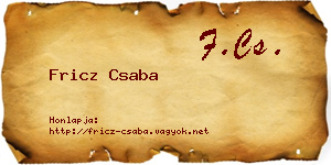 Fricz Csaba névjegykártya
